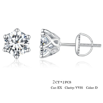 Moissanite Stud Earrings Sterling Silver Brilliant Cut - Smarsty
