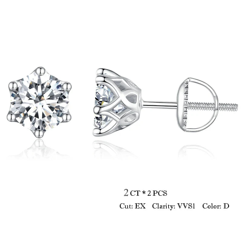 Moissanite Stud Earrings Sterling Silver Brilliant Cut - Smarsty