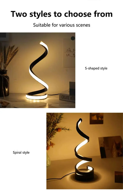 Dimmable LED Spiral Table Lamp for Modern Bedrooms - Smarsty