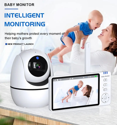 5 Inch Video Baby Monitor With Camera PTZ Zoom Babyphone Cam Security Protection Surveillance Cameras Temperature Sensor Lullaby by Smarsty