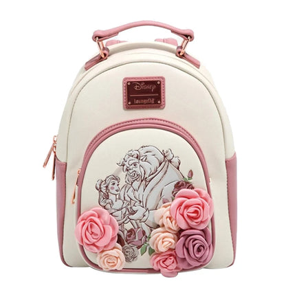 Beauty and the Beast Cartoon Backpack PU Leather Bag - Smarsty