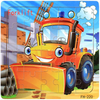 New 20 Piece Wooden 3d Puzzle Cartoon Animal Vehicle Jigsaw Puzzle Montessori Educational Toys For Kids Baby 1 2 3 Years by Smarsty