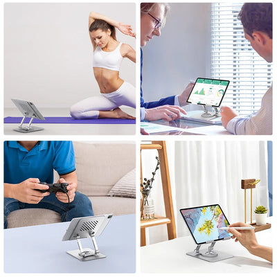 ST04 Swivel Tablet Stand Aluminum Portable 360 Rotating Tablet Stand Holder for Desk Business Kitchen Desktop for IPAD - Smarsty