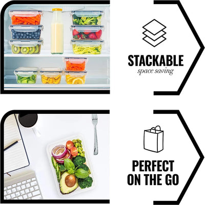 Kitchen Food Contianers Set, Microwave Dishwasher Safe BPA FREE 10pcs 840ML Containers Set With 10stickers and Marker by Smarsty