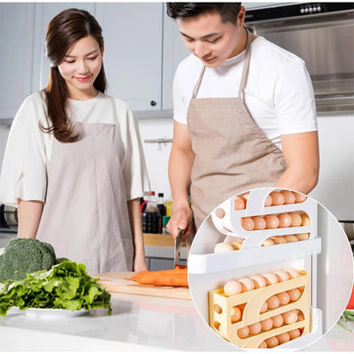 Automatic Roll-out Egg Storage Device Household Refrigerator Storage Box Egg Box Can Hold 30 Eggs High Quality Egg Rack Kitchen by Smarsty