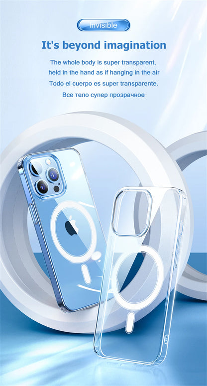 Smarsty MagSafe Clear Case for iPhone Magnetic Wireless Charging -