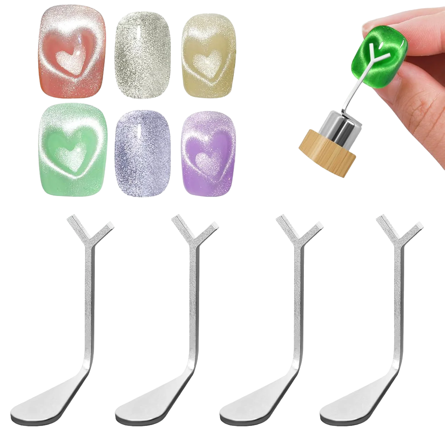 2Pcs Cat's Eye Nail Magnet for Heart-Shaped Effects - Smarsty