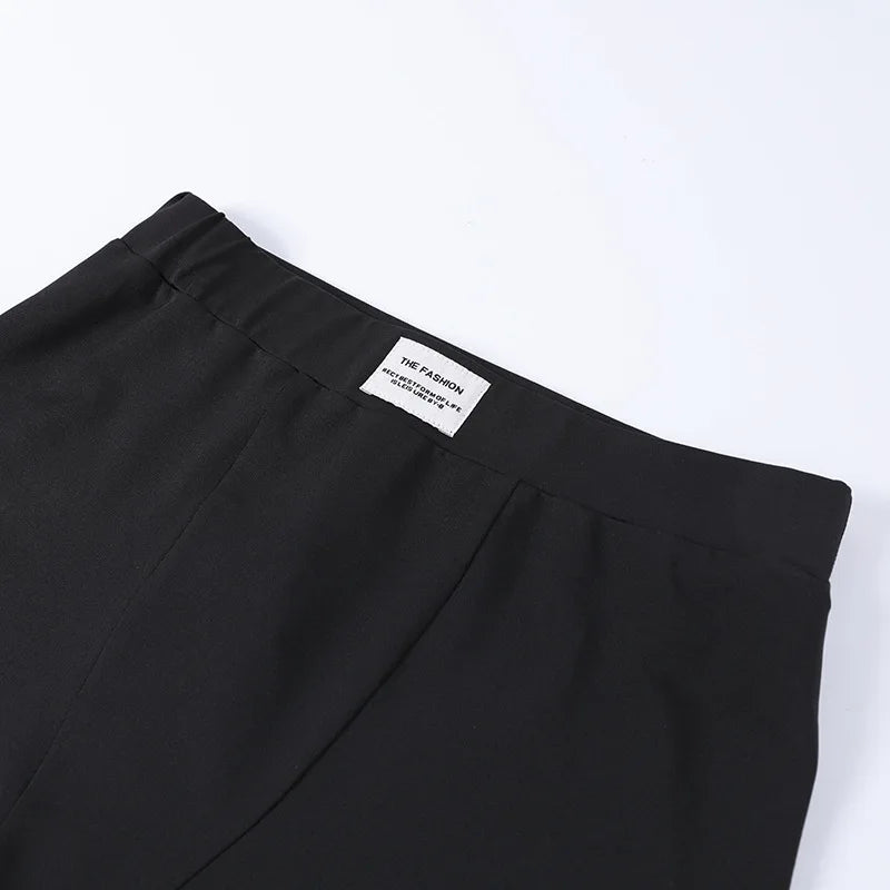 European and American Spring/Summer Round Neck Long Short sleeved 3/4 Shorts Two piece Women's Fashion Sports Versatile Set - Smarsty