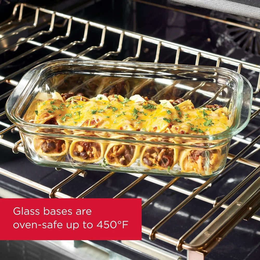 Airtight Leak-Proof Glass Food Storage Containers Set of 2 Vented Microwave Safe Stackable Modular Dishwasher Safe Oven Safe