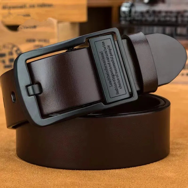 Leather Cowhide Men’s Belt Metal Alloy Pin Buckle - Smarsty
