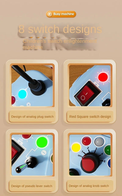 Montessori Busy Board Sensory Toys Cartoon with LED Light Switch Control Board Travel Activities Children Game for 2-4 Years Old - Smarsty