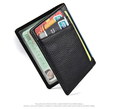YUECIMIE Super Slim Soft Wallet Genuine Leather Mini Credit Card Holder Wallets Purse Thin Small Card Holders Men Wallet - Smarsty