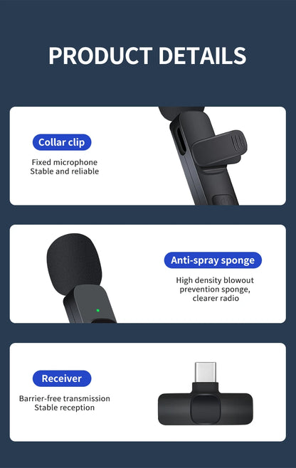 Basix Wireless Lavalier Microphone for iPhone and Android - Smarsty