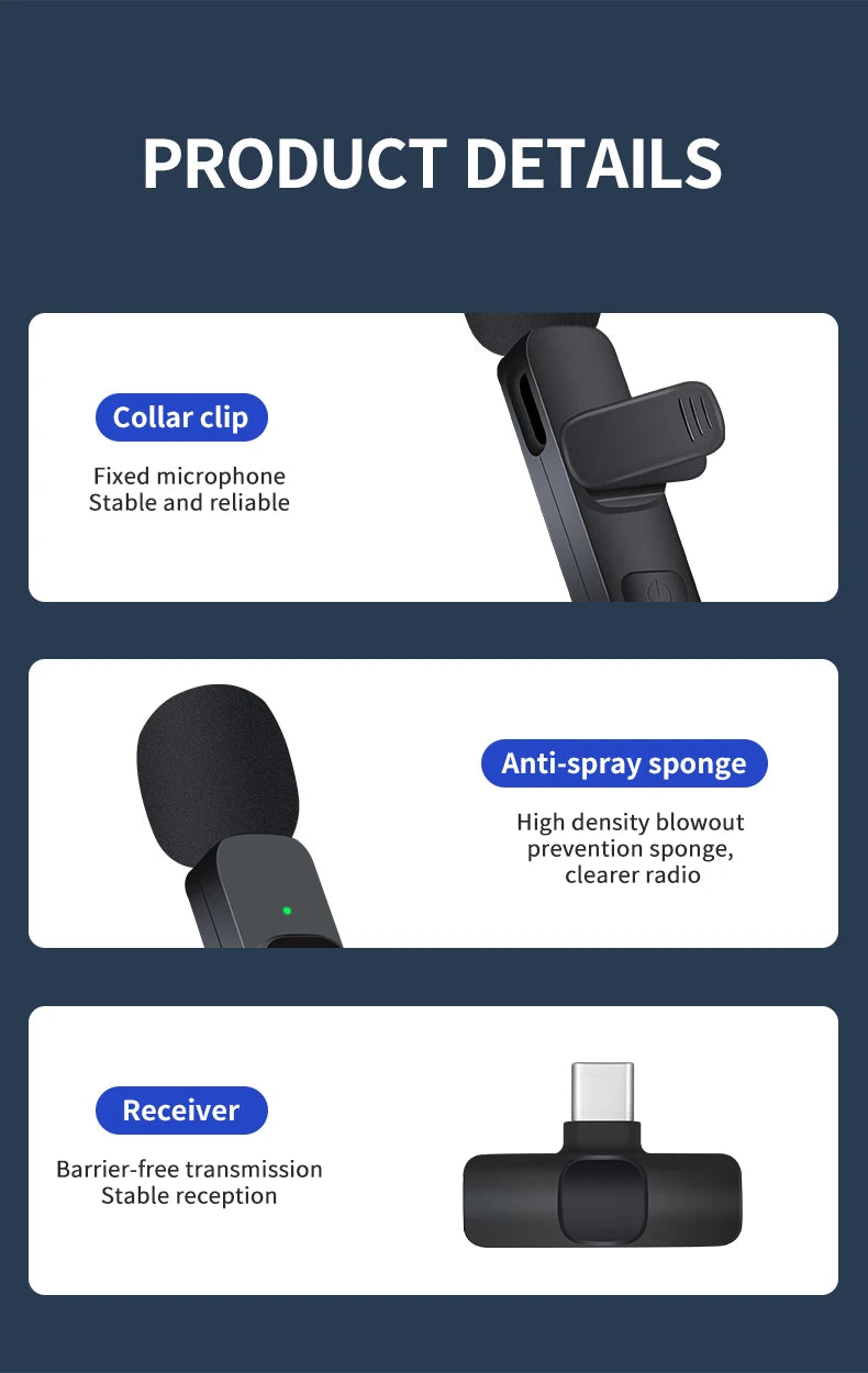 Basix Wireless Lavalier Microphone for iPhone and Android - Smarsty