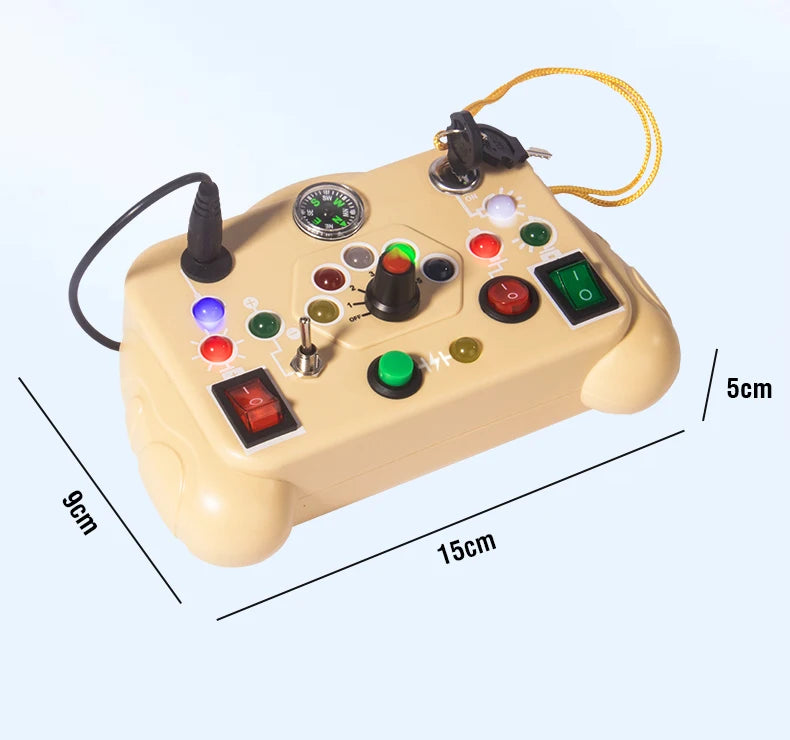 Busy Board Led Lights Switch Sensory Montessori Toys Portable Electric Puzzle Early Educational Puzzle Toy for Toddler Kids Gift