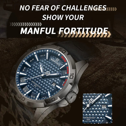 NAVIFORCE Men Fashion Waterproof Quartz Watch with Leather Strap - Smarsty