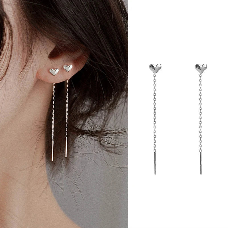 S925 Silver Tassel Drop Earrings for Women with Long Chains - Smarsty