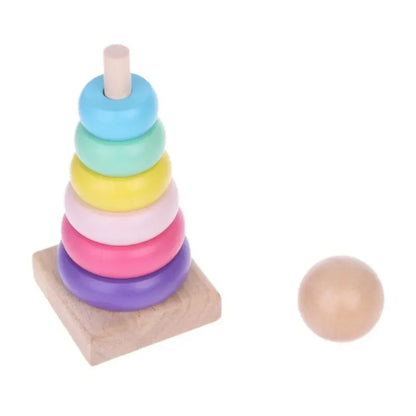 Wooden Rainbow Tower Children Educational Montessori Toys Childhood Learning Kids Colorful Wood Blocks for Christmas Gift TMZ