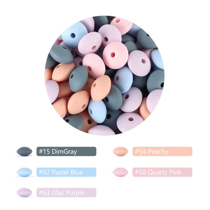 Silicone Beads 12mm Lentil Focal Beads Non Toxic Diy Set - Smarsty