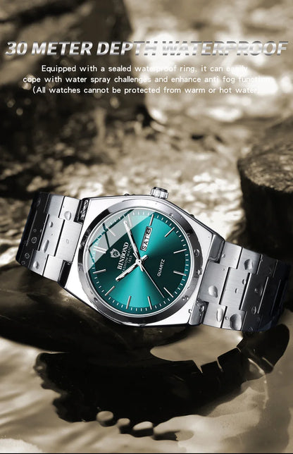 Luxury Stainless Steel Men's Watch with Double Calendar - Smarsty