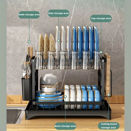 Carbon steel multifunctional kitchen shelf storage rack, bowl and chopstick rack storage organization saves space