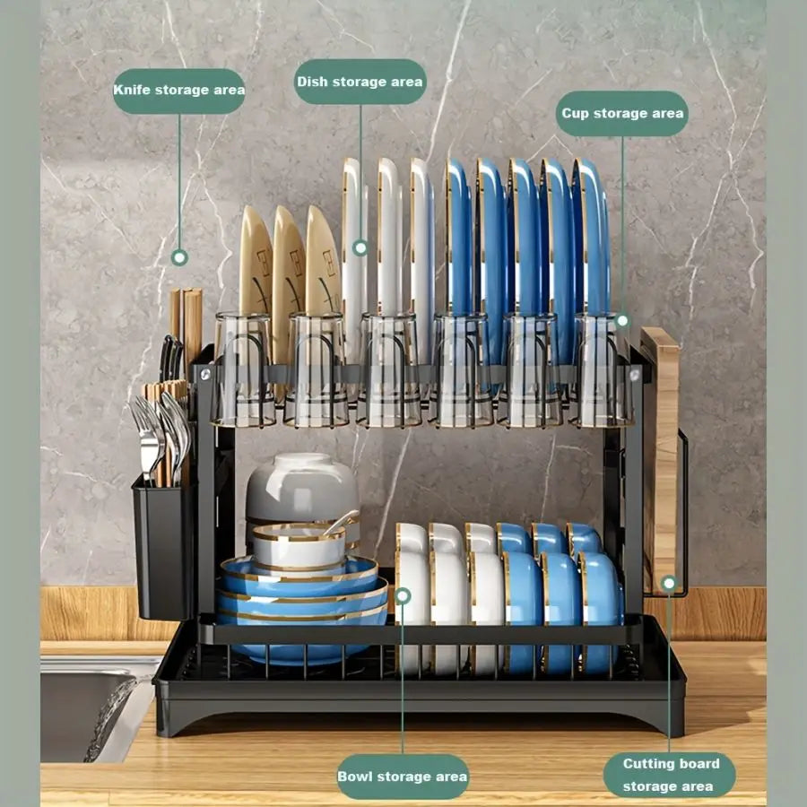 Carbon steel multifunctional kitchen shelf storage rack, bowl and chopstick rack storage organization saves space