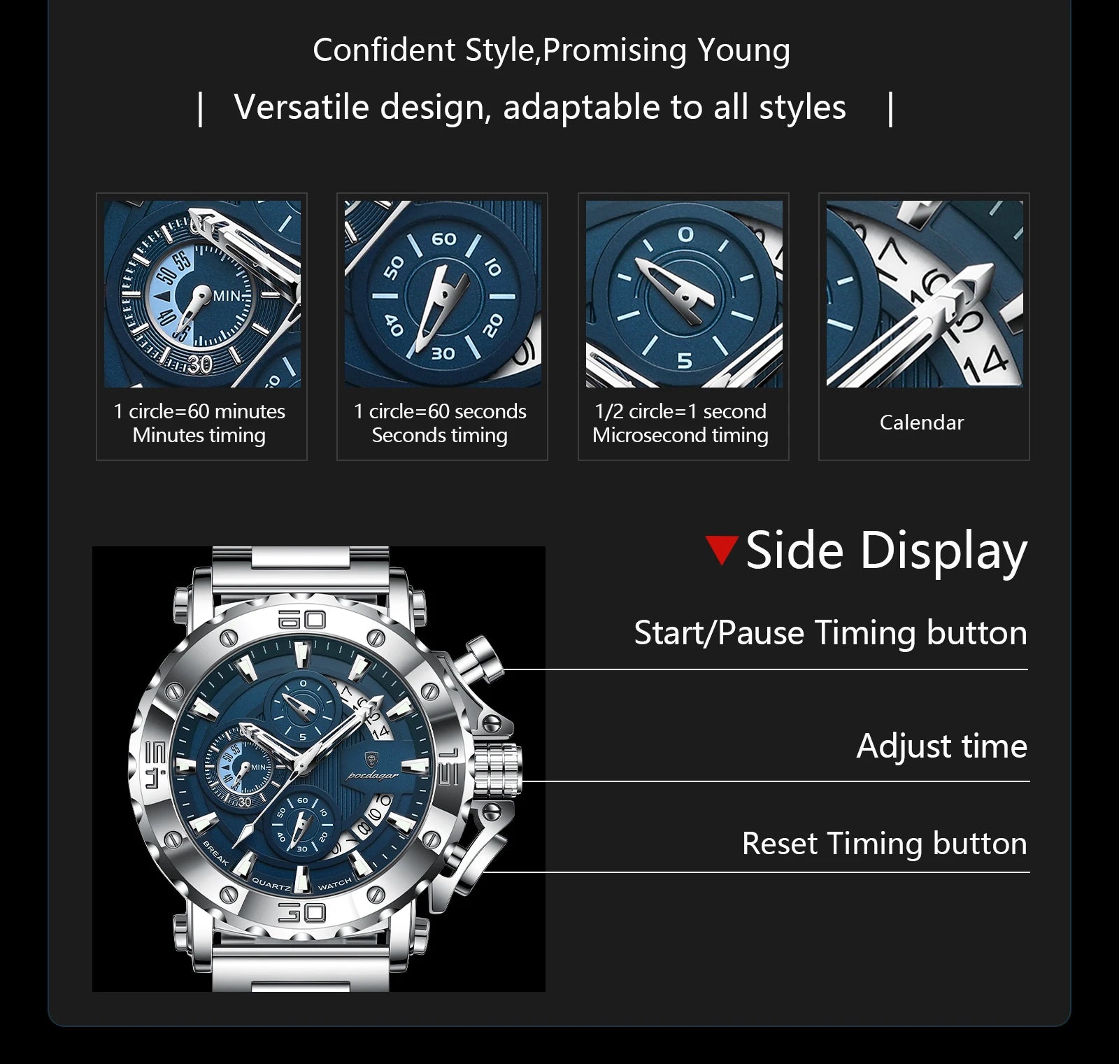 Luxury Waterproof Men's Chronograph Watch with Calendar - Smarsty