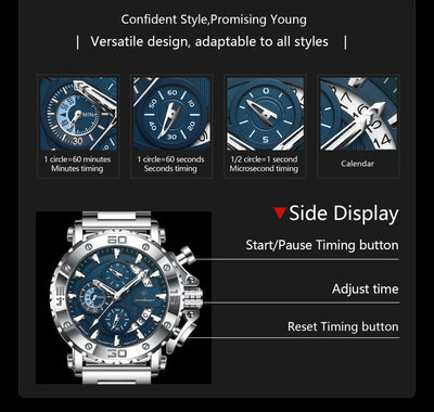 Luxury Waterproof Men's Chronograph Watch with Calendar - Smarsty