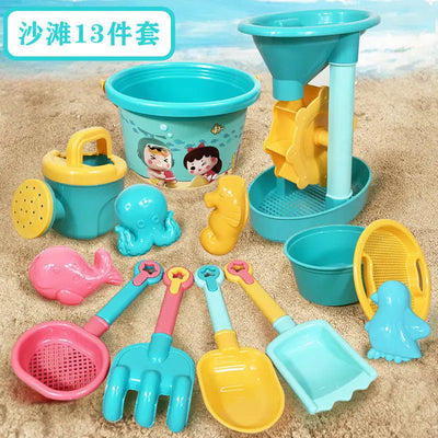 23PCS Summer Beach Set Toys For Kids Digging Sand Plastic Bucket Watering Bottle Shovels Children Beach Water Game Toys Tools by Smarsty