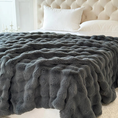 Double-Layer Rabbit Fur Blanket for Comfortable Summer Use - Smarsty