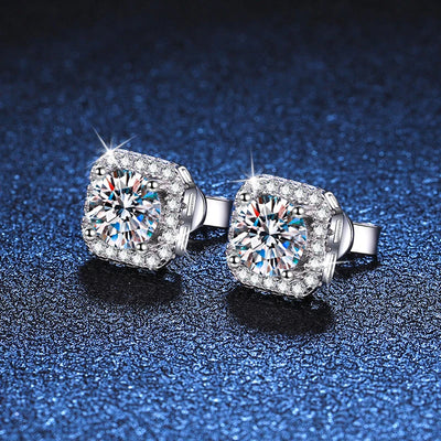 Moissanite Stud Earrings 0.5-1 Carat D Color Sparkling - Smarsty