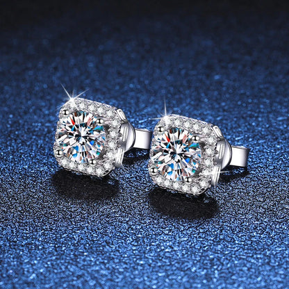Moissanite Stud Earrings 0.5-1 Carat D Color Sparkling - Smarsty