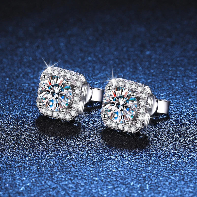 Moissanite Stud Earrings 0.5-1 Carat D Color Sparkling - Smarsty