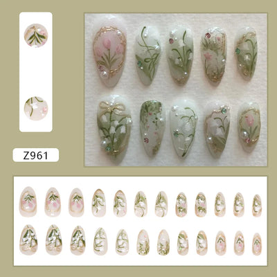 24pcs Flower Design Fake Nail Tips Full Cover - Smarsty
