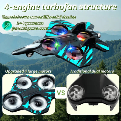 Glider Flying Helicopter RC Hobby Jet Plane 2.4G Stunt Remote Control Foam Fighter Airplane Toy With Light