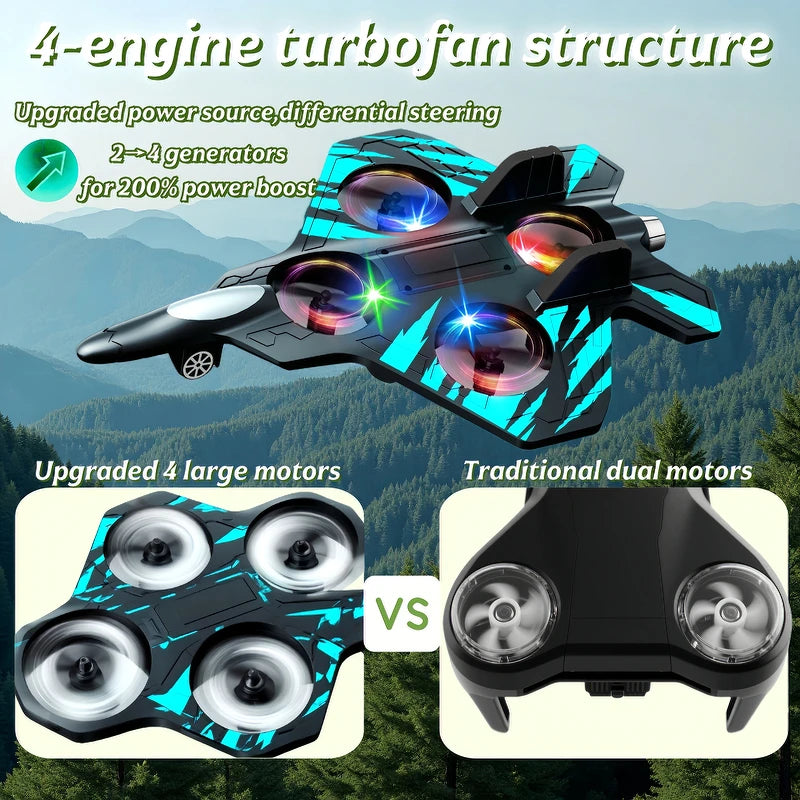 Glider Flying Helicopter RC Hobby Jet Plane 2.4G Stunt Remote Control Foam Fighter Airplane Toy With Light