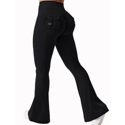 Newest Women Wide Leg High Stretch Yoga Leggings Naked Feeling Compression Fitness Workwear with pockets Yoga Pant ﻿ - Smarsty