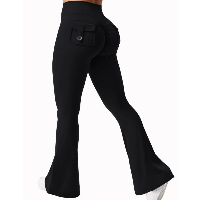 Newest Women Wide Leg High Stretch Yoga Leggings Naked Feeling Compression Fitness Workwear with pockets Yoga Pant ﻿ - Smarsty
