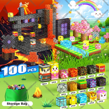 Magnetic Building Blocks Mine World Magnet Cube Set for Boy Girl Kid Age 3+ DIY Model Children STEM Educational Sensory Toy - Smarsty
