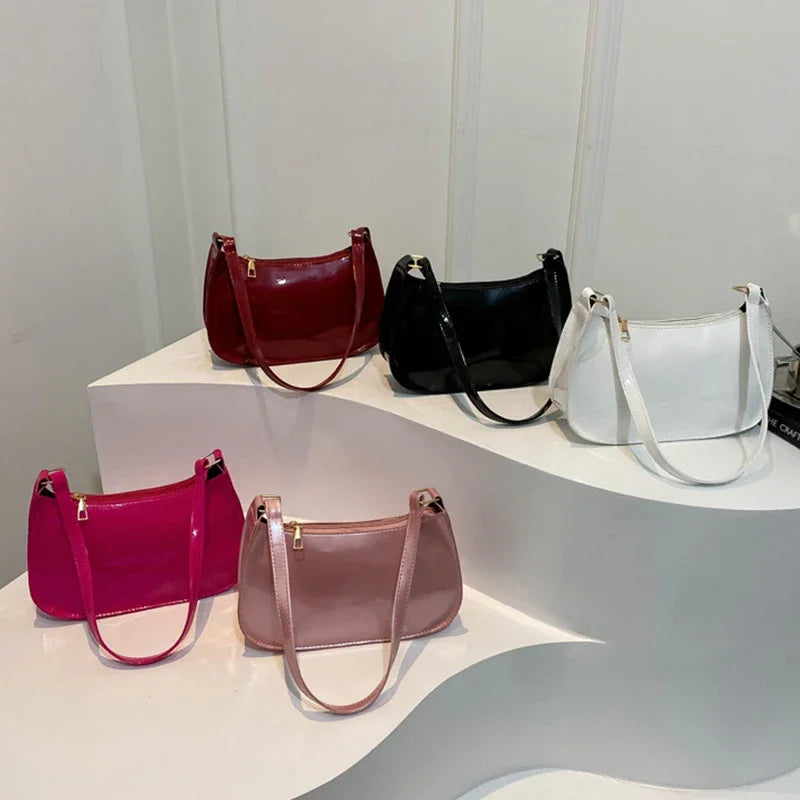 Vintage Patent Leather Shoulder Bag For Women Designer - Smarsty