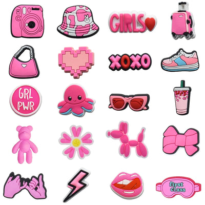 Hot Sales 1Pcs Pink Shoe Charms for Crocs Accessories Pin Shoe Wristband Croc Decorations Buckle Girls Women Party Gifts - Smarsty
