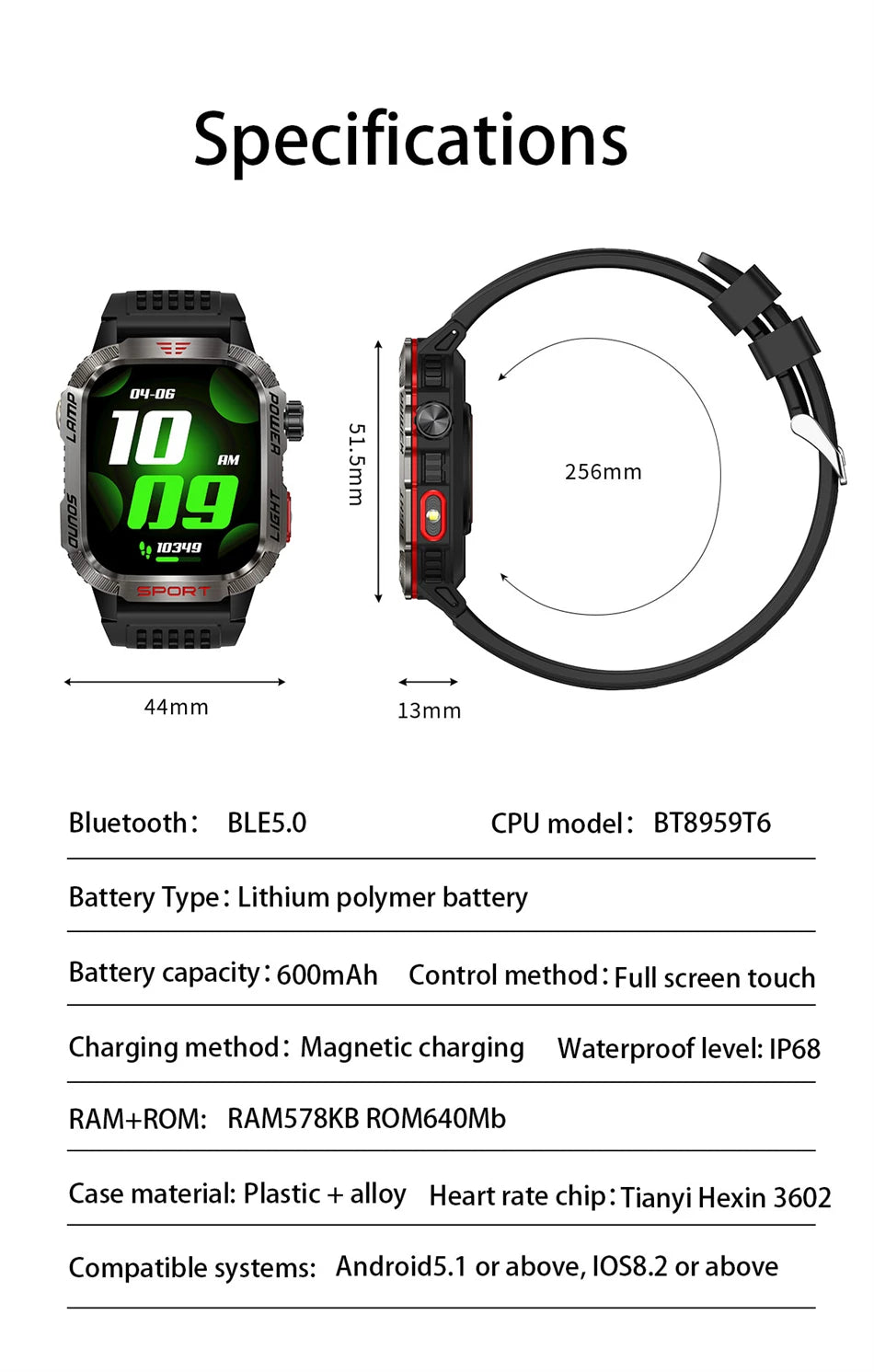 Waterproof Military GPS Smart Watch With Bluetooth Call - Smarsty