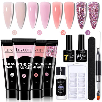 LILYCUTE Nail Gel Set with 6W LED Lamp for Quick Manicure - Smarsty