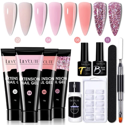 LILYCUTE Nail Gel Set with 6W LED Lamp for Quick Manicure - Smarsty