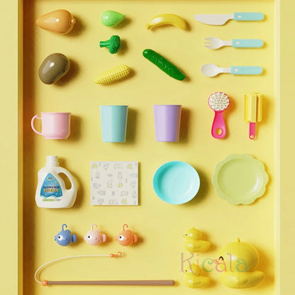 Kids Kitchen Sink Toys Electric Dishwasher Playing Toy With Running Water Pretend Play Food Fishing Toy Role Playing Girls Gift by Smarsty