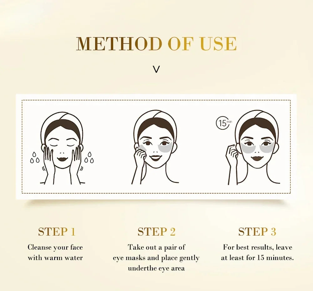 24K Gold Hyaluronic Acid Eye Masks for Dark Circles - Smarsty