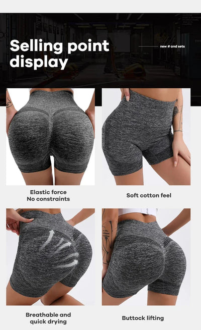 CZGUKE Women High Waist Workout Shorts Butt Lifting Tummy Control Ruched Booty Smile Yoga Short Pant - Smarsty