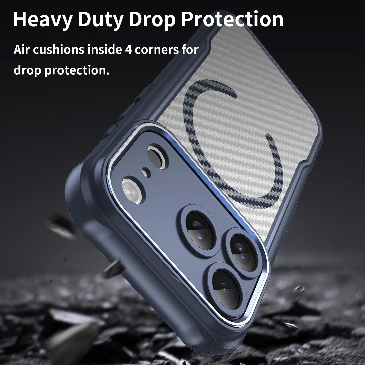armor Carbon Fiber Textured Magnetic Phone case for iPhone 17 Air 16 E 15 14 Plus 13 12 11 Pro Max for Magsafe Shockproof Cover