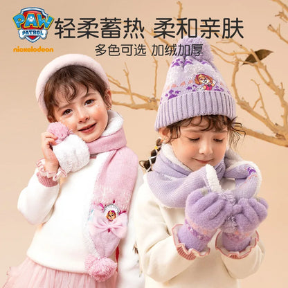 Kids Cartoon Winter Hat Scarf Set With Gloves Warmth - Smarsty