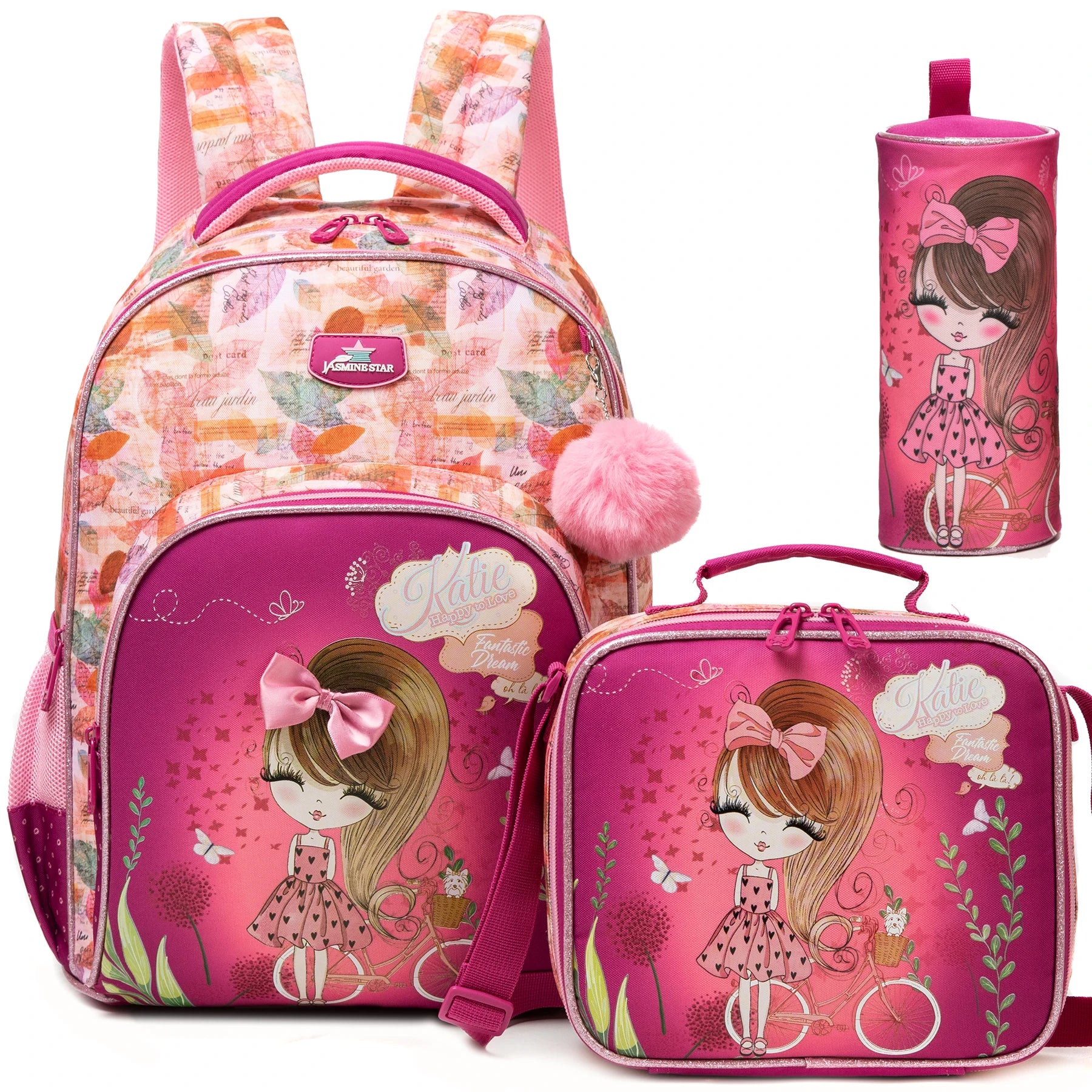 Colorful Floral Girls Backpack Set With Lunch Box 3 Piece - Smarsty